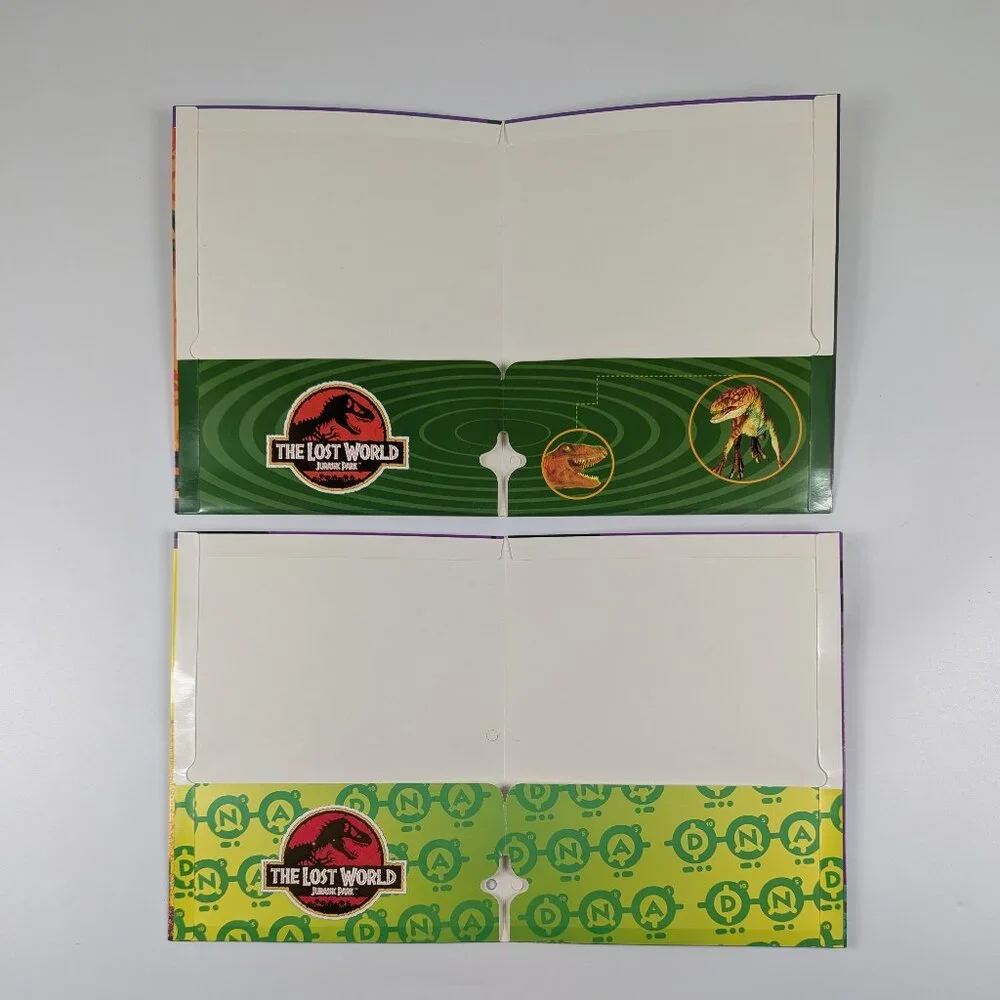 Jurassic Park The Lost World Vintage 1998 2 Pocket Dinosaur School Folders